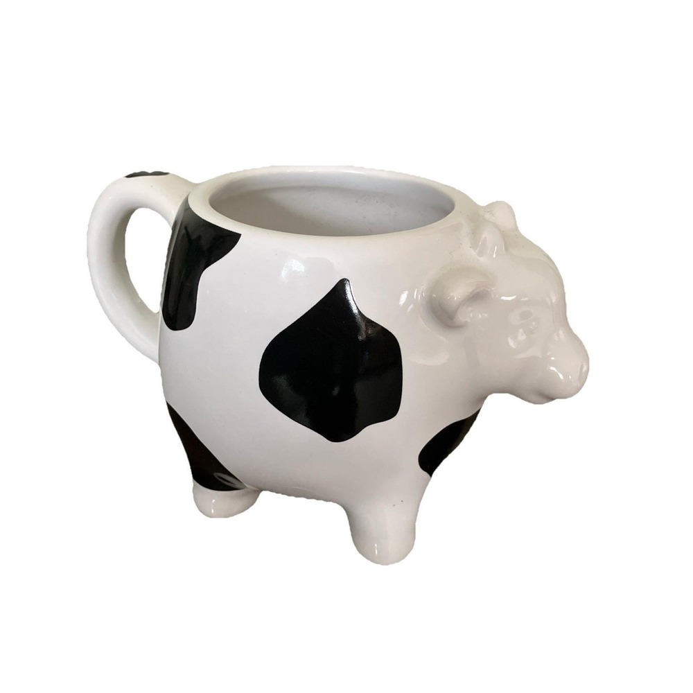 Vintage Food Network Cow Mug Spotted Black & White Stoneware 15oz DISCONTINUED